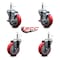 Service Caster 4'' Red Poly Wheel Swivel 7/16'' Grip Ring Stem Caster Set 2 Brakes, 4PK SCC-GR20S414-PPUB-RED-TLB-716138-2S2 - alternate 3